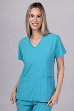 Load image into Gallery viewer, Costum Medical Premium TAG EVA | Uniforma Dama Poly Spandex | Turcoaz