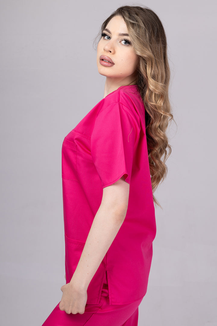 Costum Medical TAG ClassIQ | Uniforma Medicala Unisex Bumbac-Poliester | Ciclam