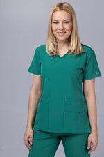 Încărcați imaginea în vizualizatorul Galerie, Costum Medical Premium TAG EVA | Uniforma Dama Poly Spandex | Verde Forest