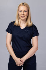 Încărcați imaginea în vizualizatorul Galerie, Costum Medical Premium TAG Ambra | Uniforma Medicala Feminina Cotton Stretch | Bleumarin