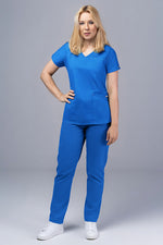 Încărcați imaginea în vizualizatorul Galerie, Costum Medical Premium TAG Ambra | Uniforma Medicala Feminina Cotton Stretch | Albastru Royal