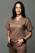Load image into Gallery viewer, Costum Medical de dama TAG Premium Unisex | Uniforma Medicala Unisex Cotton Stretch | Cafeniu