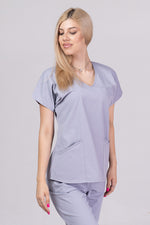 Încărcați imaginea în vizualizatorul Galerie, Costum Medical Premium TAG Ambra | Uniforma Medicala Feminina Cotton Stretch | Argintiu
