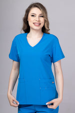 Încărcați imaginea în vizualizatorul Galerie, Costum Medical Premium TAG EVA | Uniforma Dama Poly Spandex | Albastru Royal