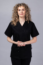 Încărcați imaginea în vizualizatorul Galerie, Costum Medical de dama TAG Premium Unisex | Uniforma Medicala Unisex Cotton Stretch | Negru