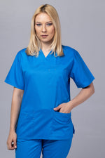 Load image into Gallery viewer, Costum Medical de dama TAG Premium Unisex | Uniforma Medicala Unisex Cotton Stretch | Albastru Royal