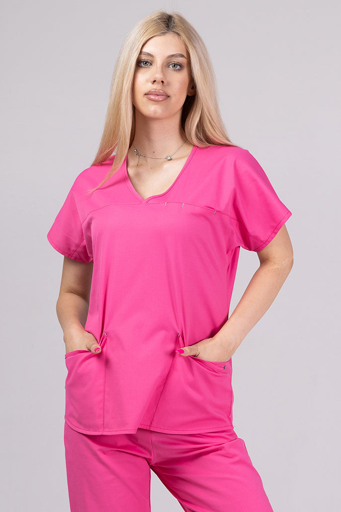 Costum Medical Premium TAG Ambra | Uniforma Medicala Feminina Cotton Stretch | Ciclam