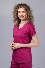 Încărcați imaginea în vizualizatorul Galerie, Costum Medical Premium TAG Ambra | Uniforma Medicala Feminina Cotton Stretch | Zmeura