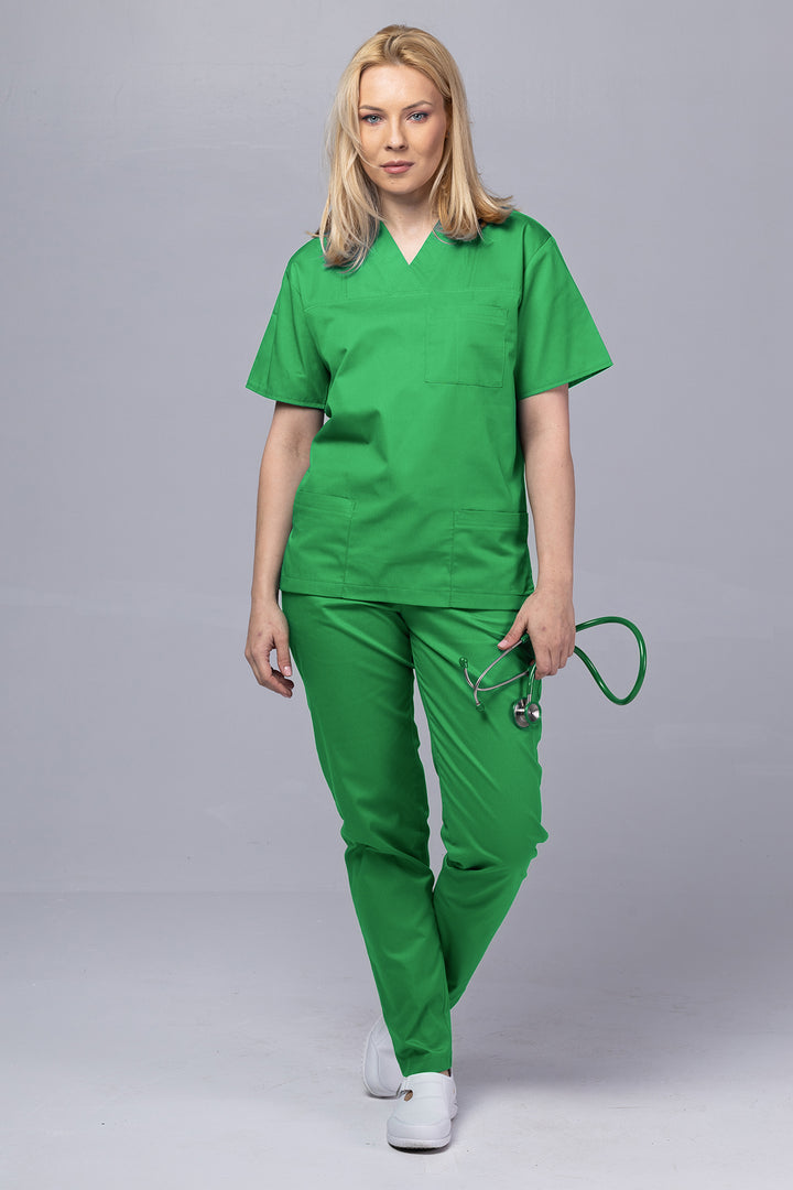 Costum Medical TAG ClassIQ | Uniforma Medicala Unisex Bumbac-Poliester | Verde Spital