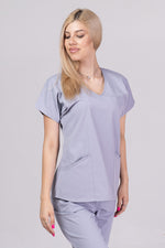 Încărcați imaginea în vizualizatorul Galerie, Costum Medical Premium TAG Ambra | Uniforma Medicala Feminina Cotton Stretch | Argintiu