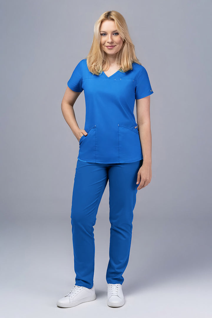 Costum Medical Premium TAG Ambra | Uniforma Medicala Feminina Cotton Stretch | Albastru Royal