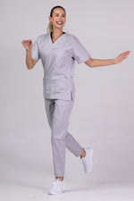 Load image into Gallery viewer, Costum Medical de dama TAG Premium Unisex | Uniforma Medicala Unisex Cotton Stretch | Argintiu