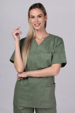 Încărcați imaginea în vizualizatorul Galerie, Costum Medical de dama TAG Premium Unisex | Uniforma Medicala Unisex Cotton Stretch | Kaki