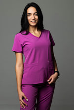 Încărcați imaginea în vizualizatorul Galerie, Costum Medical Premium TAG EVA | Uniforma Dama Poly Spandex | Mov