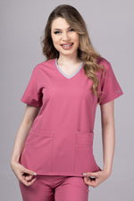 Load image into Gallery viewer, Costum Medical Premium TAG EVA | Uniforma Dama Poly Spandex | DustyRose