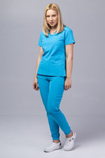 Încărcați imaginea în vizualizatorul Galerie, Costum Medical Premium TAG EVA | Uniforma Dama Poly Spandex | Ocean
