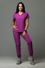Încărcați imaginea în vizualizatorul Galerie, Costum Medical Premium TAG EVA | Uniforma Dama Poly Spandex | Mov