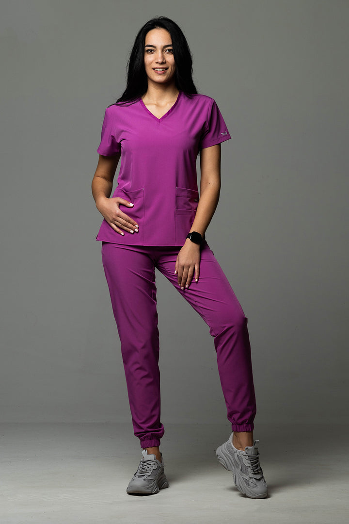 Costum Medical Premium TAG EVA | Uniforma Dama Poly Spandex | Mov