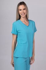 Load image into Gallery viewer, Costum Medical Premium TAG EVA | Uniforma Dama Poly Spandex | Turcoaz