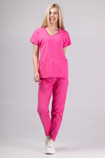 Încărcați imaginea în vizualizatorul Galerie, Costum Medical Premium TAG Ambra | Uniforma Medicala Feminina Cotton Stretch | Ciclam