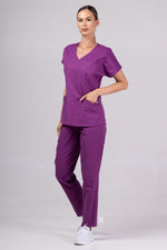 Încărcați imaginea în vizualizatorul Galerie, Costum Medical Premium TAG Ambra | Uniforma Medicala Feminina Cotton Stretch | Mov