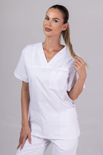Load image into Gallery viewer, Costum Medical de dama TAG Premium Unisex | Uniforma Medicala Unisex Cotton Stretch | Alb