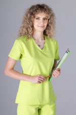 Încărcați imaginea în vizualizatorul Galerie, Costum Medical Premium TAG EVA | Uniforma Dama Poly Spandex | Green Apple