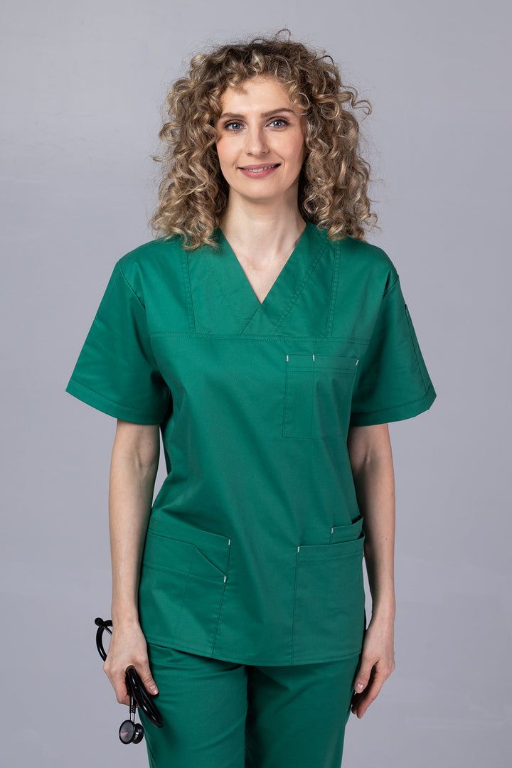 Costum Medical de dama TAG Premium Unisex | Uniforma Medicala Unisex Cotton Stretch | Forest