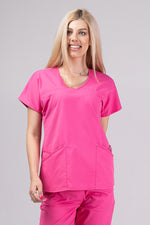 Încărcați imaginea în vizualizatorul Galerie, Costum Medical Premium TAG Ambra | Uniforma Medicala Feminina Cotton Stretch | Ciclam