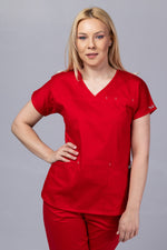 Încărcați imaginea în vizualizatorul Galerie, Costum Medical Premium TAG Ambra | Uniforma Medicala Feminina Cotton Stretch | Rosu