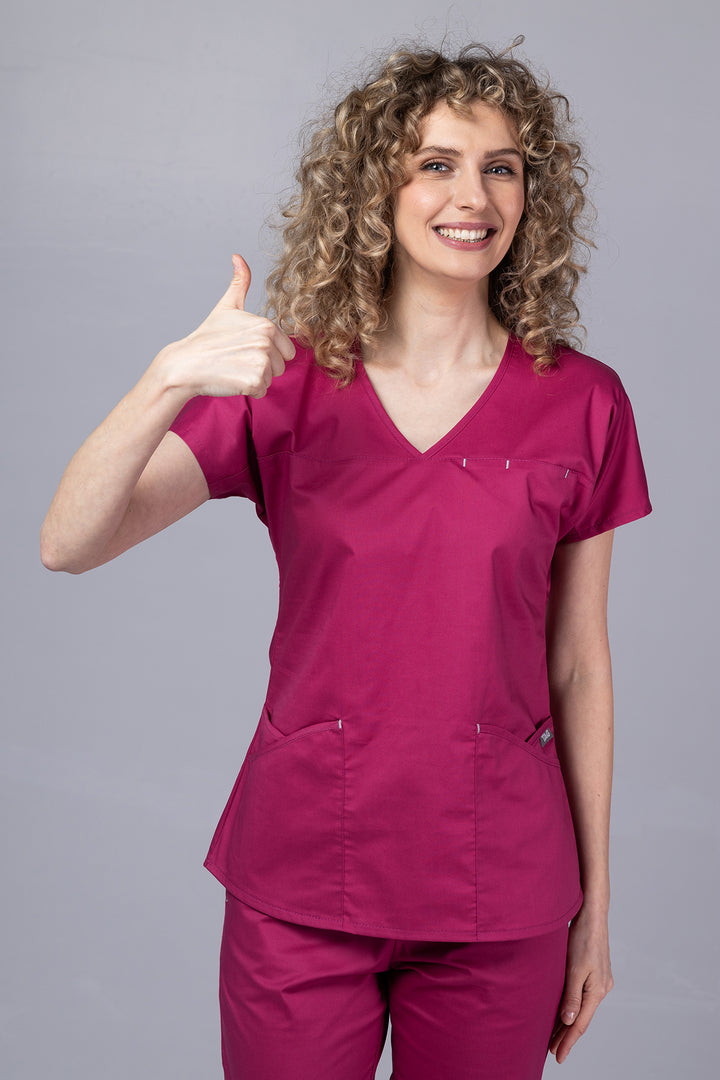 Costum Medical Premium TAG Ambra | Uniforma Medicala Feminina Cotton Stretch | Zmeura
