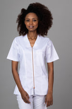 Încărcați imaginea în vizualizatorul Galerie, Costum Medical Premium TAG ZIP Confort | Uniforma Medicala Femei Bumbac | Alb