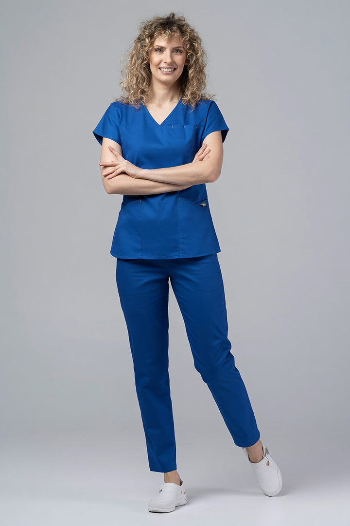 Costum Medical Premium TAG Ambra | Uniforma Medicala Feminina Cotton Stretch | Albastru Marin