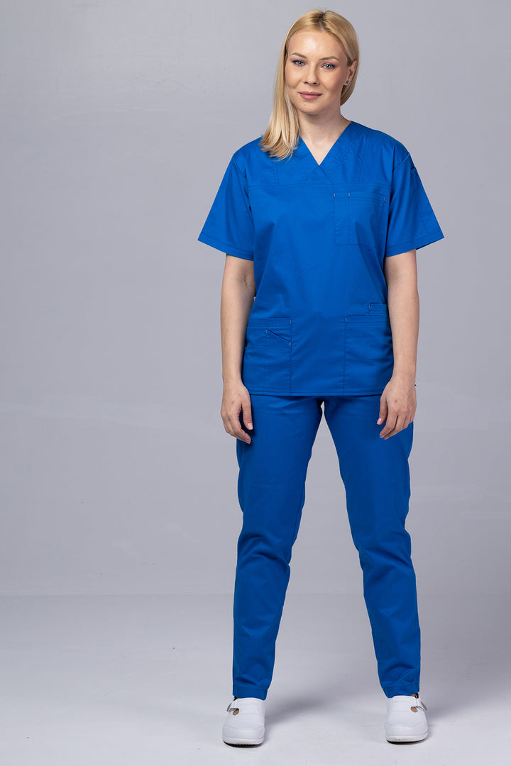 Costum Medical de dama TAG Premium Unisex | Uniforma Medicala Unisex Cotton Stretch | AlbastruMarin