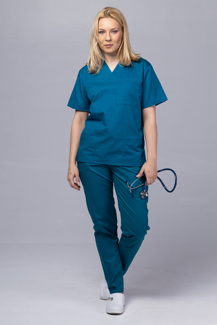 Costum Medical TAG ClassIQ | Uniforma Medicala Unisex Bumbac-Poliester | Pacific Blue