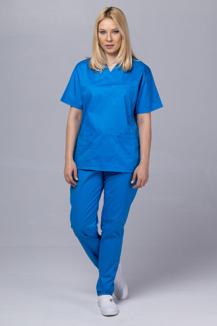 Costum Medical de dama TAG Premium Unisex | Uniforma Medicala Unisex Cotton Stretch | Albastru Royal