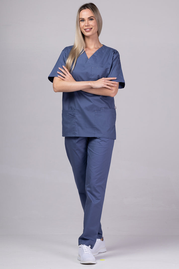 Costum Medical de dama TAG Premium Unisex | Uniforma Medicala Unisex Cotton Stretch | Gri Petrol