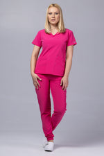 Încărcați imaginea în vizualizatorul Galerie, Costum Medical Premium TAG EVA | Uniforma Dama Poly Spandex | Ciclam