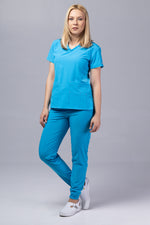 Încărcați imaginea în vizualizatorul Galerie, Costum Medical Premium TAG EVA | Uniforma Dama Poly Spandex | Ocean