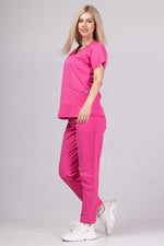 Încărcați imaginea în vizualizatorul Galerie, Costum Medical Premium TAG Ambra | Uniforma Medicala Feminina Cotton Stretch | Ciclam