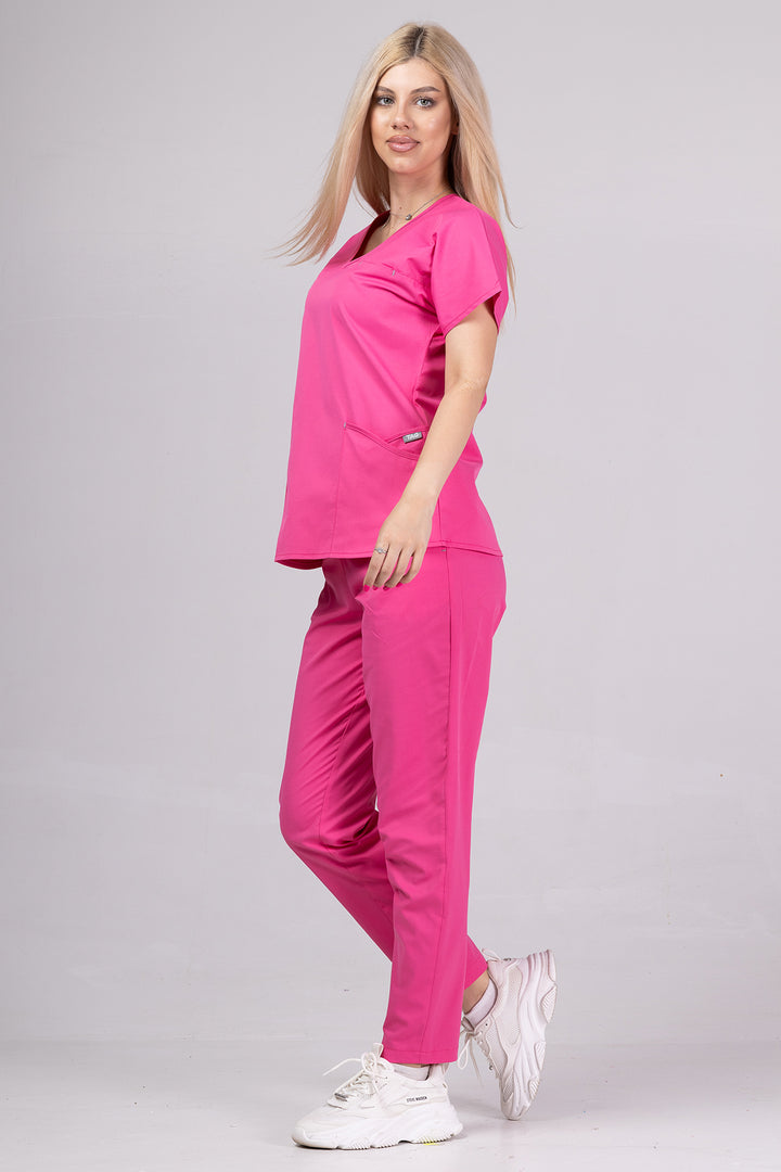 Costum Medical Premium TAG Ambra | Uniforma Medicala Feminina Cotton Stretch | Ciclam