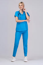 Încărcați imaginea în vizualizatorul Galerie, Costum Medical Premium TAG Ambra | Uniforma Medicala Feminina Cotton Stretch | Ocean