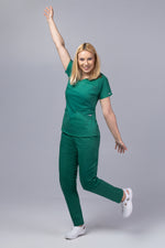 Încărcați imaginea în vizualizatorul Galerie, Costum Medical Premium TAG Ambra | Uniforma Medicala Feminina Cotton Stretch | Forest