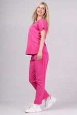 Încărcați imaginea în vizualizatorul Galerie, Costum Medical Premium TAG Ambra | Uniforma Medicala Feminina Cotton Stretch | Ciclam