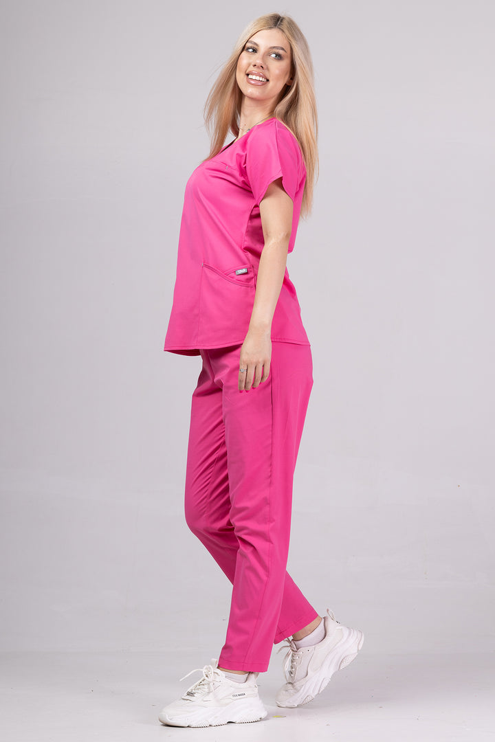 Costum Medical Premium TAG Ambra | Uniforma Medicala Feminina Cotton Stretch | Ciclam