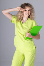 Încărcați imaginea în vizualizatorul Galerie, Costum Medical Premium TAG EVA | Uniforma Dama Poly Spandex | Green Apple