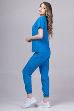 Încărcați imaginea în vizualizatorul Galerie, Costum Medical Premium TAG EVA | Uniforma Dama Poly Spandex | Albastru Royal