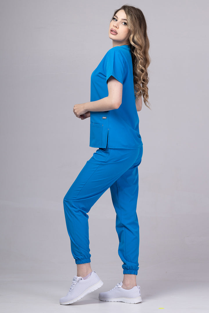 Costum Medical Premium TAG EVA | Uniforma Dama Poly Spandex | Albastru Royal