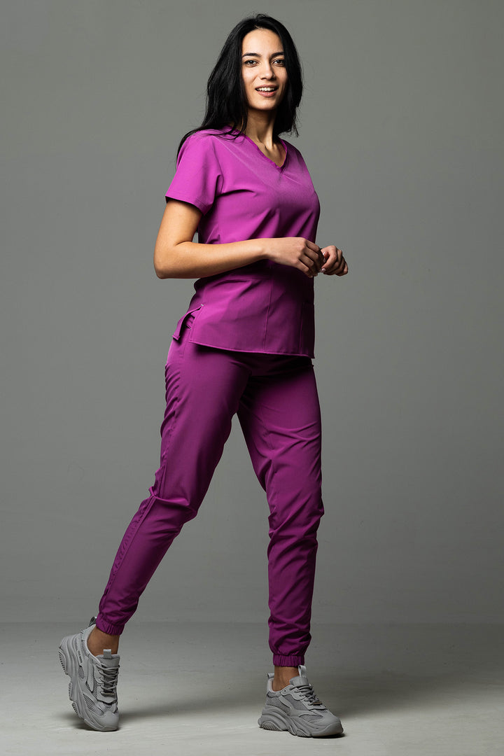 Costum Medical Premium TAG EVA | Uniforma Dama Poly Spandex | Mov