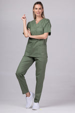 Încărcați imaginea în vizualizatorul Galerie, Costum Medical de dama TAG Premium Unisex | Uniforma Medicala Unisex Cotton Stretch | Kaki